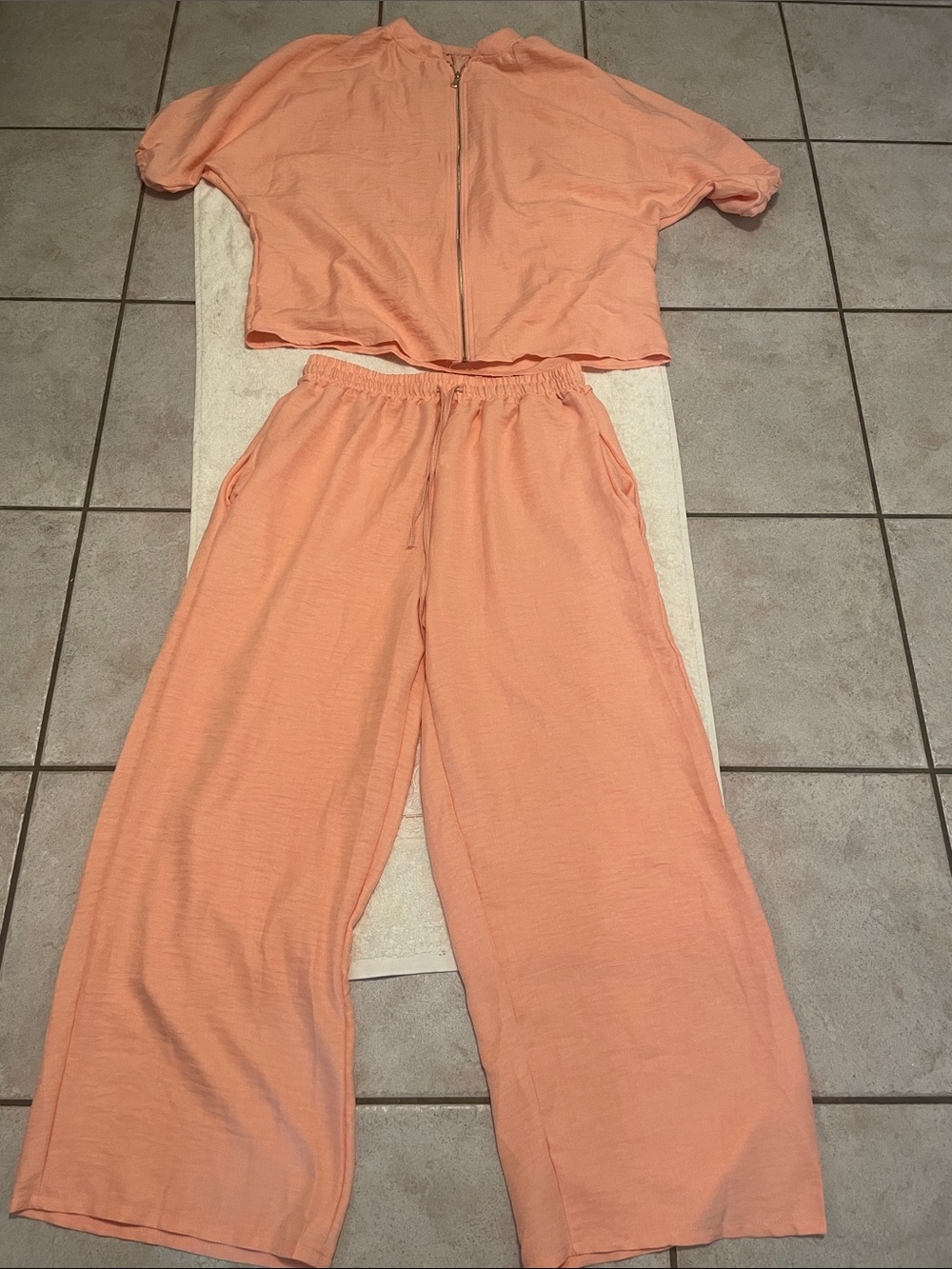 Lounge (2) Piece Lightweight Zip Top & Wide-Leg Pant Set